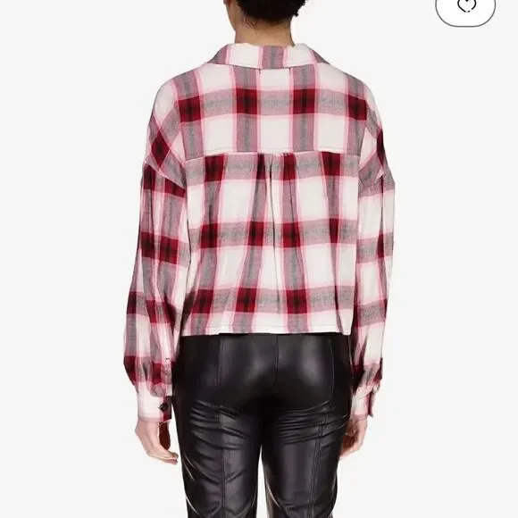 Sanctuary Pocket Detail Plaid (Viola
Plaid) Women's Clothing Boyfriend New L - Picture 3 of 7
